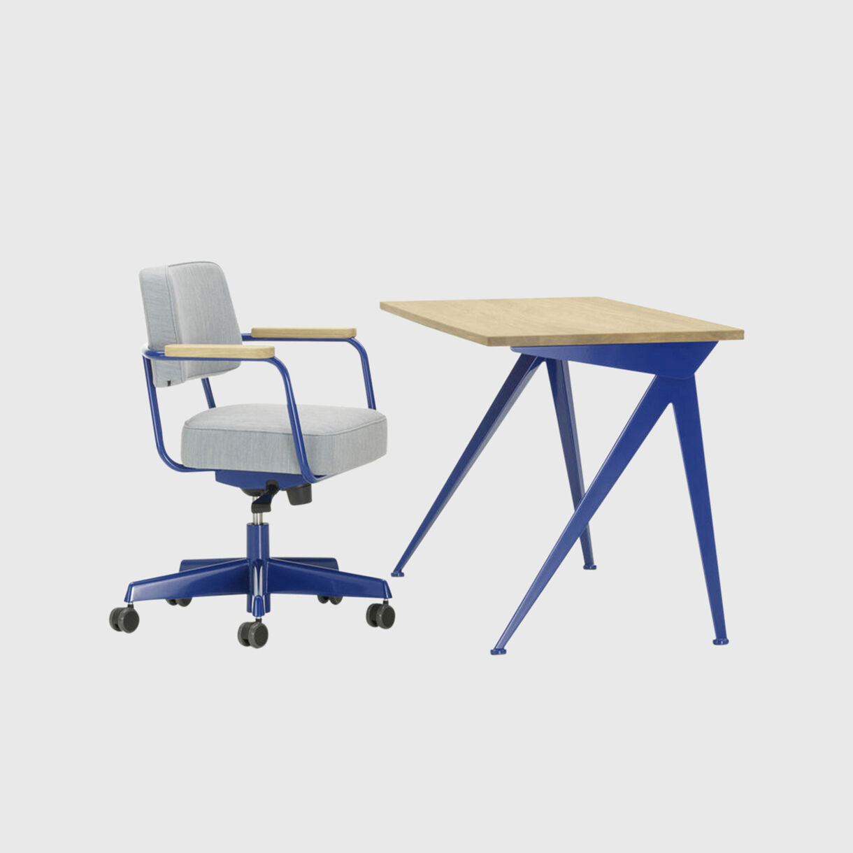 Compas Direction Desk, Bleu Marcoule, Natural Oak